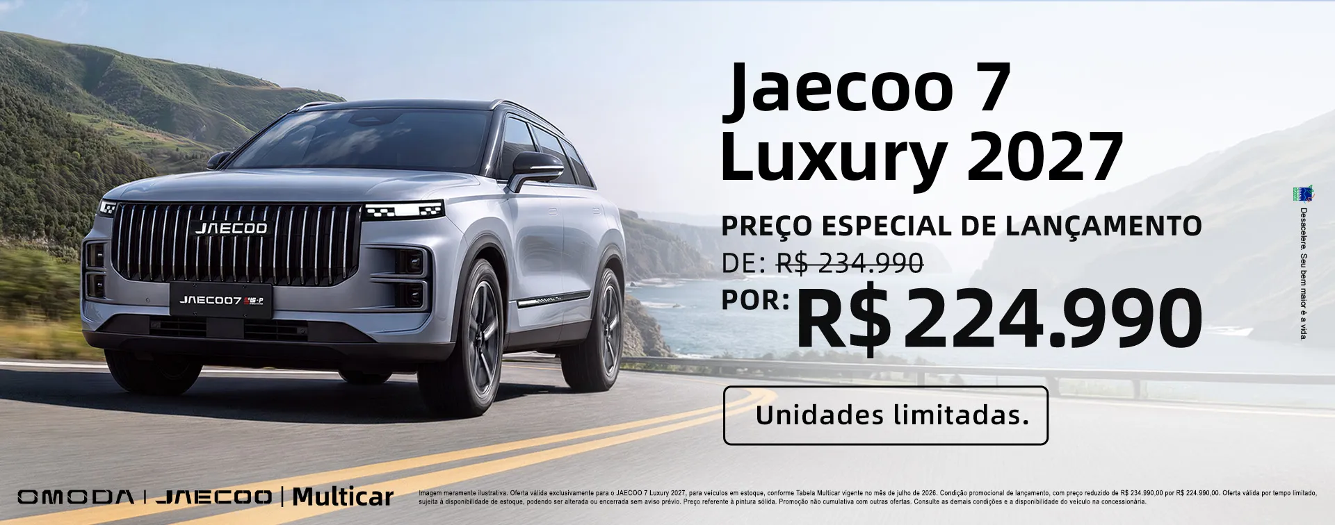 Banner com informações do modelo Jaecoo 7 Luxury